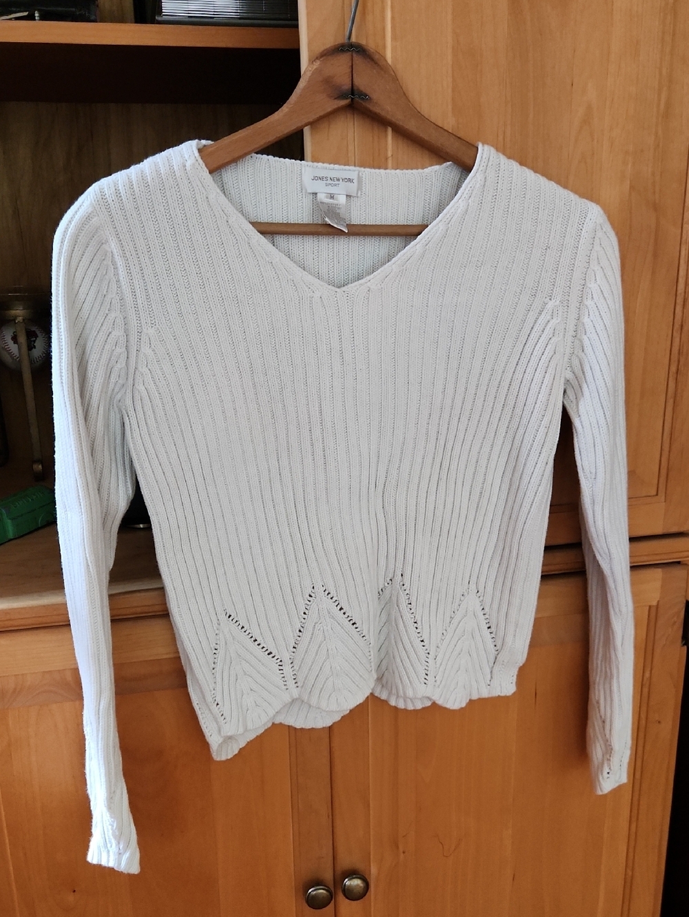 100% Cotton Ribbed V-Neck Sweater